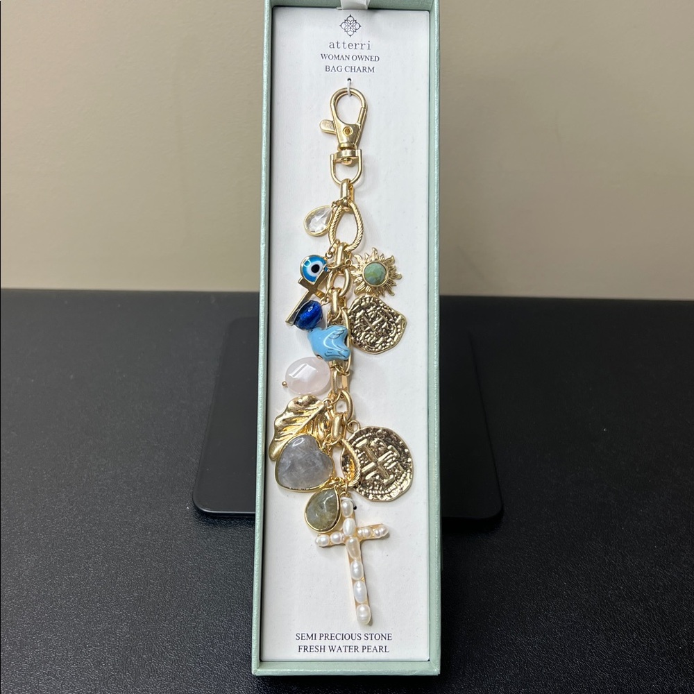 Atterri | Freshwater Pearl Semi Precious Stone Faith Prayer🙏🏽Inspired Bag Charm - Picture 1 of 9
